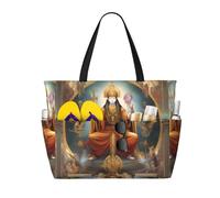 LPLSNWS Female God Patterned canvas beach travel bag - durable storage bag for vacations, camping, shopping, and moving.