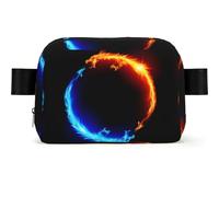 LPLSNWS Fire and Ice Dragons Waist Bag, Black, Polyester, Zipper Closure, Strap Length 110 cm, 19 x 5.5 x 13 cm, Hand Wash Only