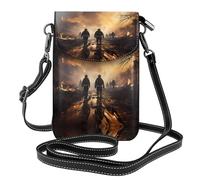 LPLSNWS Firefighters fighting fires Printed women's small mobile phone wallet with adjustable shoulder strap