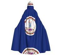 LPLSNWS Flag of Virginia Patterned hooded cape, lightweight adult cape, suitable for Halloween events and cosplay.