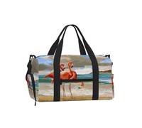 LPLSNWS Flamingo Beach Duffel Bag, Polyester, Zipper Closure, Adjustable Strap, 45 x 23 x 25 cm, with Shoe Compartment