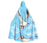 LPLSNWS Flying Seagulls Patterned hooded cape, lightweight adult cape, suitable for Halloween events and cosplay.