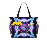 LPLSNWS Four Dimensional Space Patterned canvas beach travel bag - durable storage bag for vacations, camping, shopping, and moving.