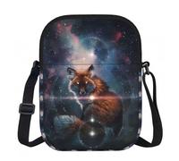 LPLSNWS Fox On The Galaxy Printed Zipper Crossbody Bag - Small Shoulder Bag with Adjustable Strap - Portable Travel Work Gift Bag for Women Men