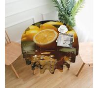 LPLSNWS Fresh Lemon Printed round tablecloth - suitable for banquets, weddings, dining rooms, and kitchen tables - 60 inches in diameter