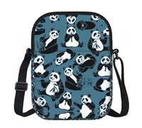 LPLSNWS Funny Panda Printed Zipper Crossbody Bag - Small Shoulder Bag with Adjustable Strap - Portable Travel Work Gift Bag for Women Men