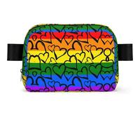 LPLSNWS Gay Pride Rainbow Pattern Fanny Pack, Polyester, Zipper Closure, Adjustable Strap 110 cm, 19 x 13 x 5.5 cm, Hand Wash Only