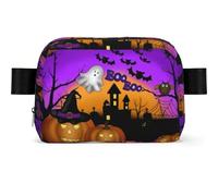 LPLSNWS Halloween Owl Ghost Pumpkin Waist Bag, Black, Polyester, Zipper Closure, 110 cm Strap, 19 x 13 x 5.5 cm, Hand Wash Only