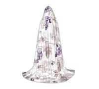 LPLSNWS Hooded Cape for Teenagers, Beautiful Grape Leaves Print, Size S, Polyester, Carnival Occasion, Animal Print