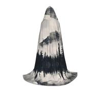 LPLSNWS Hooded Cape for Teenagers, Canadian Smokey Mountain Cliff Print, Size S, Polyester, Carnival Occasion