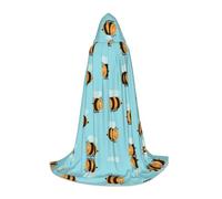 LPLSNWS Hooded Cape for Teenagers, Cartoon Bee Pattern, Size M, Polyester, Unisex, Carnival