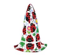 LPLSNWS Hooded Cape for Teenagers, Cartoon Ladybug Flower Print, Size S, Polyester, Unisex, Carnival Occasion