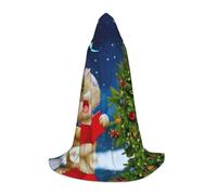 LPLSNWS Hooded Cape for Teenagers, Cute Cat Sing Christmas Carols Print, Size L, Polyester, Carnival, Animal Print