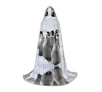 LPLSNWS Hooded Cape for Teenagers, Cute Penguin Animal Print, Size S, Polyester, Carnival Occasion