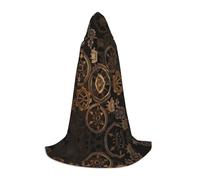 LPLSNWS Hooded Cape for Teenagers, Gears Clock Bronze Century Pattern, Size M, Polyester, Carnival Costume