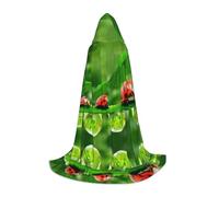 LPLSNWS Hooded Cape for Teenagers, Ladybug Print, Size M, Green, Polyester, Unisex, Carnival, Animal Print