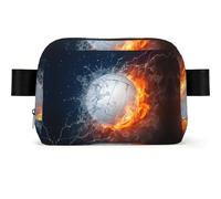 LPLSNWS Ice and Fire Volleyball Waist Bag, Black, Polyester, Zipper Closure, Strap Length 110 cm, 19 x 5.5 x 13 cm, Hand Wash Only