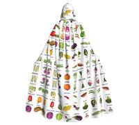 LPLSNWS Introduction Of Various Vegetables Printed Adult Hooded Cape, Unisex, Ideal for Conventions, Parties, and Cosplay Costumes