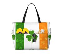 LPLSNWS irish flag Patterned canvas beach travel bag - durable storage bag for vacations, camping, shopping, and moving.