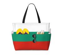 LPLSNWS Large-capacity Bulgarian Flag printed beach bag - suitable for vacations, camping, moving, shopping, and more.