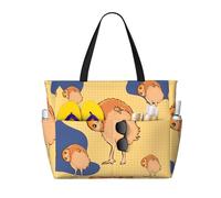 LPLSNWS Large-capacity Crooked Owl printed beach bag - suitable for vacations, camping, moving, shopping, and more.