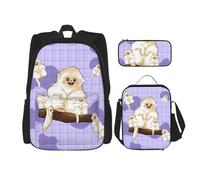 LPLSNWS Large capacity Cute golden monkey printed backpack set, adjustable multifunctional lunch box and pencil case set