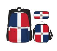 LPLSNWS Large capacity Dominican Republic printed backpack set, adjustable multifunctional lunch box and pencil case set