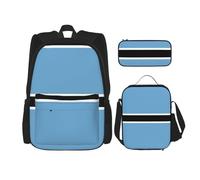LPLSNWS Large capacity Flag of Botswana printed backpack set, adjustable multifunctional lunch box and pencil case set