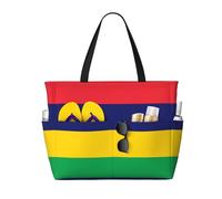 LPLSNWS Large-capacity Flag of Mauritius printed beach bag - suitable for vacations, camping, moving, shopping, and more.