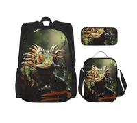 LPLSNWS Large capacity Spiny lizards printed backpack set, adjustable multifunctional lunch box and pencil case set