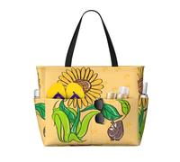 LPLSNWS Large-capacity Sunflower seeds and sunflowers printed beach bag - suitable for vacations, camping, moving, shopping, and more.
