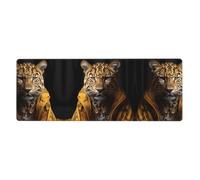 LPLSNWS Leopard in a leather jacket Patterned Keyboard and Mouse Pad (31.5x11.8 inches) Suitable for Gaming and Office Use.