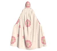 LPLSNWS Little pink cherry blossoms Patterned adult hooded cape, suitable for festive events, cosplay activities, and holiday celebrations.