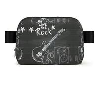 LPLSNWS Love Rock Fanny Pack, Black, Polyester, Zipper Closure, 110 cm Strap, 19 x 5.5 x 13 cm, Hand Wash Only