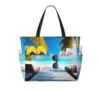 LPLSNWS Maldives Holidays Patterned canvas beach travel bag - durable storage bag for vacations, camping, shopping, and moving.