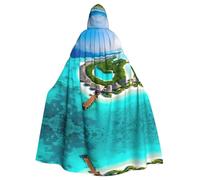 LPLSNWS Maldives Scenery Patterned hooded cape, lightweight adult cape, suitable for Halloween events and cosplay.