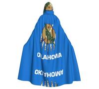 LPLSNWS Oklahoma State Flag Patterned hooded cape, lightweight adult cape, suitable for Halloween events and cosplay.