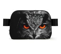 LPLSNWS Owl Eyes Fanny Pack, Black, Polyester, Zipper Closure, Adjustable Strap up to 110 cm, 19 x 13 x 5.5 cm, Hand Wash Only