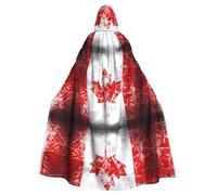 LPLSNWS Retro Canada Flag Patterned hooded cape, lightweight adult cape, suitable for Halloween events and cosplay.