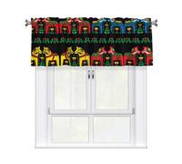 LPLSNWS Runner Swedish Dala Horse Folk Patterned Short Curtains with 3" Rod Pocket for Laundry Room, Living Room, Bedroom, Country Home Decor Light Filtering Drapery,