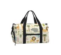 LPLSNWS Safari Animals Duffel Bag, Polyester, Zipper Closure, Adjustable Strap, 45 x 23 x 25 cm, with Shoe Compartment