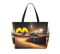 LPLSNWS Sahara Desert Patterned canvas beach travel bag - durable storage bag for vacations, camping, shopping, and moving.