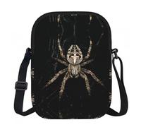 LPLSNWS Scary Spider Printed Zipper Crossbody Bag - Small Shoulder Bag with Adjustable Strap - Portable Travel Work Gift Bag for Women Men