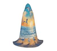 LPLSNWS seagulls by the sea Medium Printed Hooded Cape/Cape, Teen Robe Costume, Suitable for Cosplay and Themed Parties