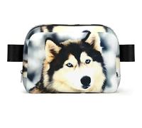 LPLSNWS Siberian Husky Waist Bag, Black, Polyester, Zipper Closure, Adjustable Strap up to 110 cm, 19 x 5.5 x 13 cm, Hand Wash Only