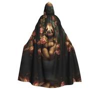 LPLSNWS Sloth surrounded by roses Patterned Hooded Cape, Lightweight Adult Cape for Cosplay Events and Holiday Celebrations