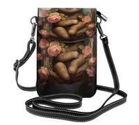 LPLSNWS Sloth surrounded by roses Printed women's small mobile phone wallet with adjustable shoulder strap