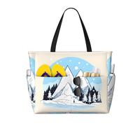 LPLSNWS Snow-capped mountains Patterned canvas beach travel bag - durable storage bag for vacations, camping, shopping, and moving.