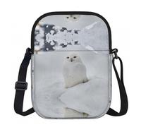 LPLSNWS Snow Owl Printed Zipper Crossbody Bag - Small Shoulder Bag with Adjustable Strap - Portable Travel Work Gift Bag for Women Men