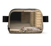 LPLSNWS Squirrel Just Laying Waist Bag, Black, Polyester, Zipper Closure, 110 cm Adjustable Strap, 19 x 5.5 x 13 cm, Hand Wash Only